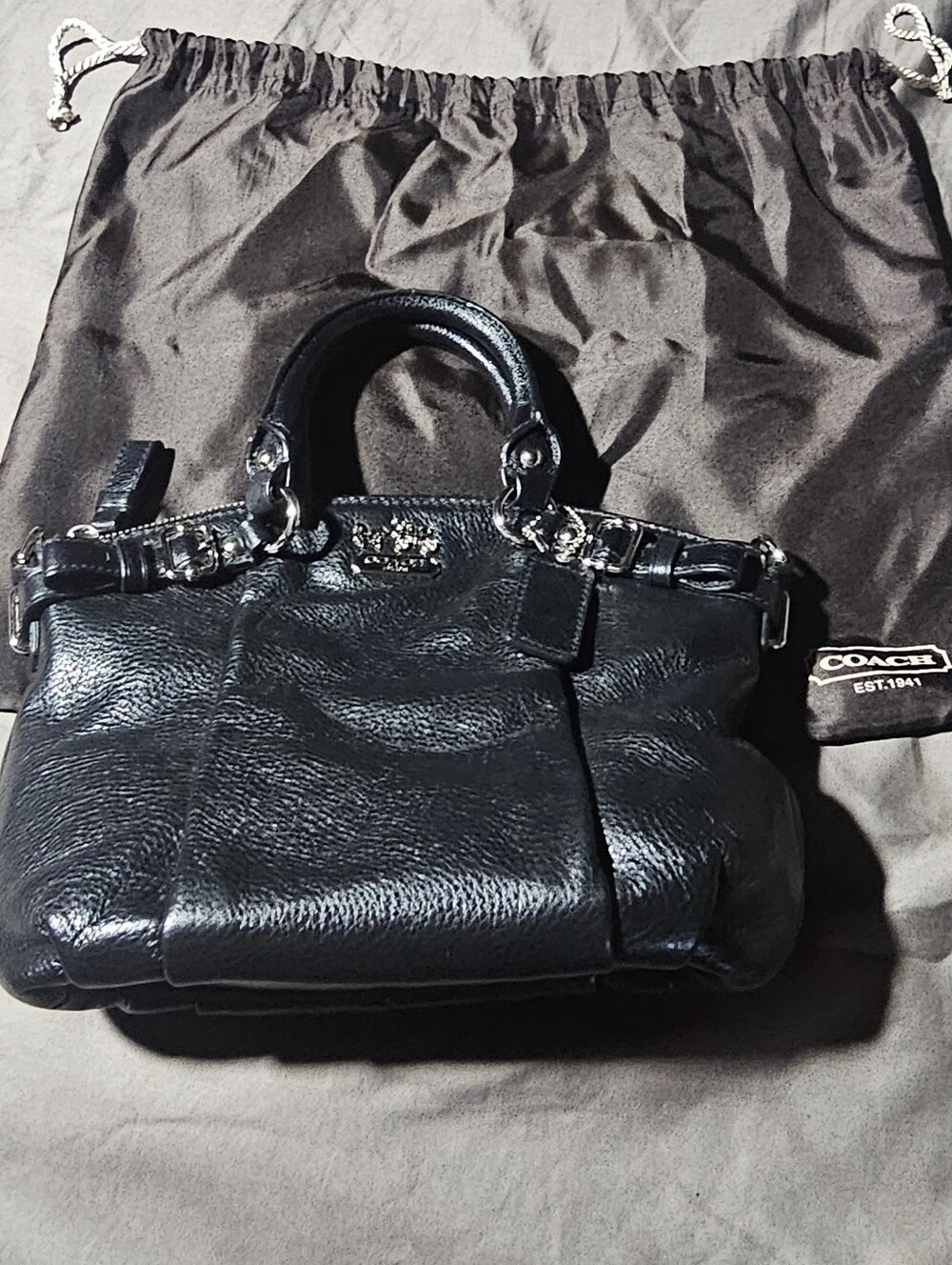 Authentic Coach Black Leather Satchel Bag & Crossbody- Classic Women's Handbag